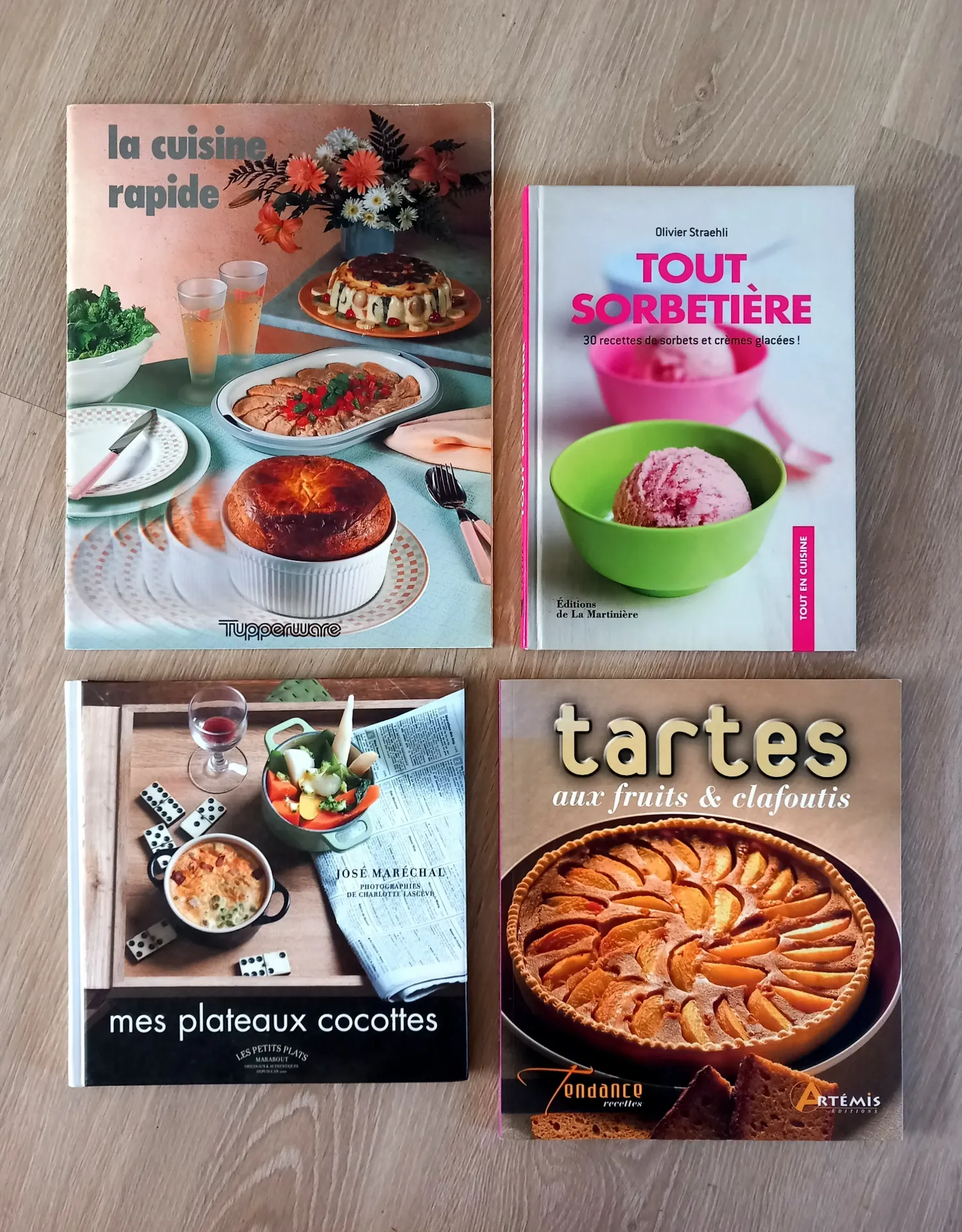 Lot : 4 Livres De Cuisine (Tartes, Cocottes, Sorbets Et Crèmes Glacées, Cuisine Rapide)