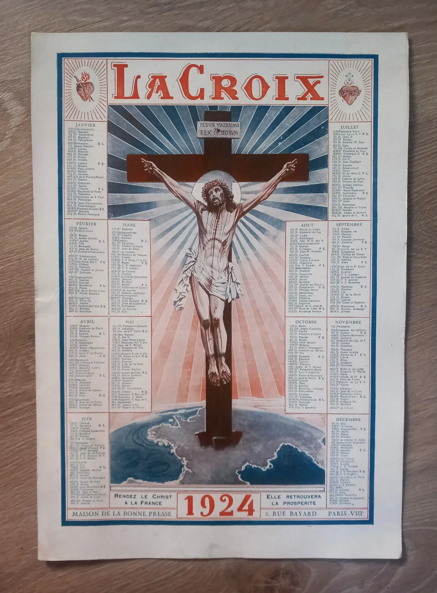 Calendrier : La Croix - 1924
