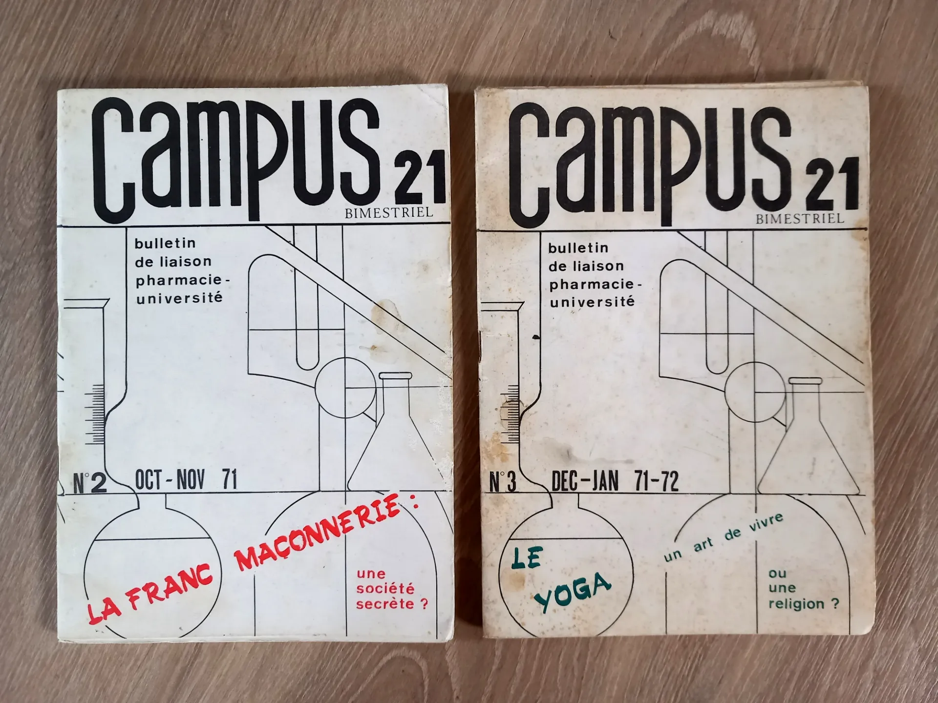 Lot : 2 revues - Campus 21 (la Franc-maçonnerie + Le yoga)