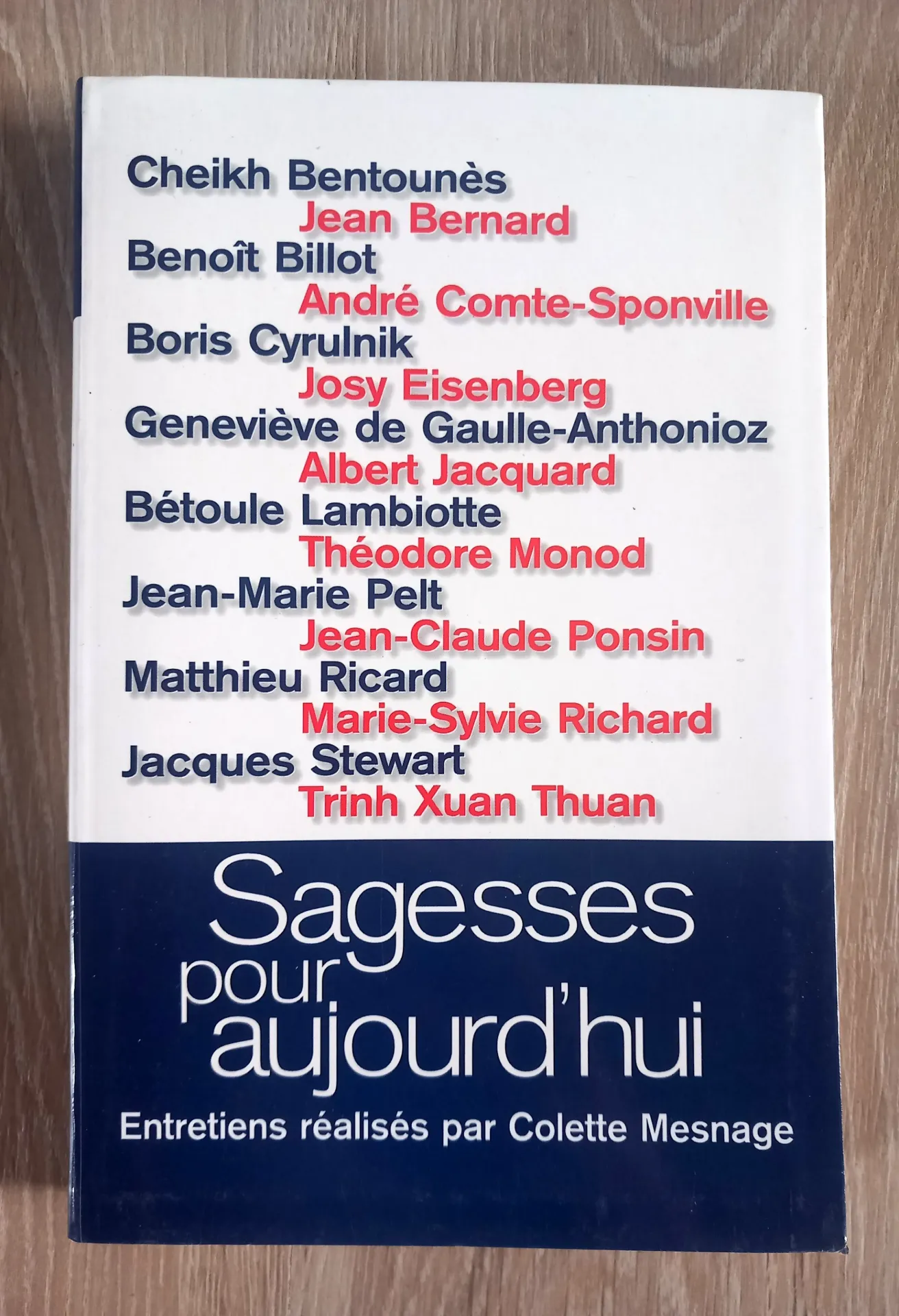 Sagesses pour aujourd'hui (B. Cyrulnik, T. Monod, J.-M. Pelt, M. Ricard, T. X. Thuan)